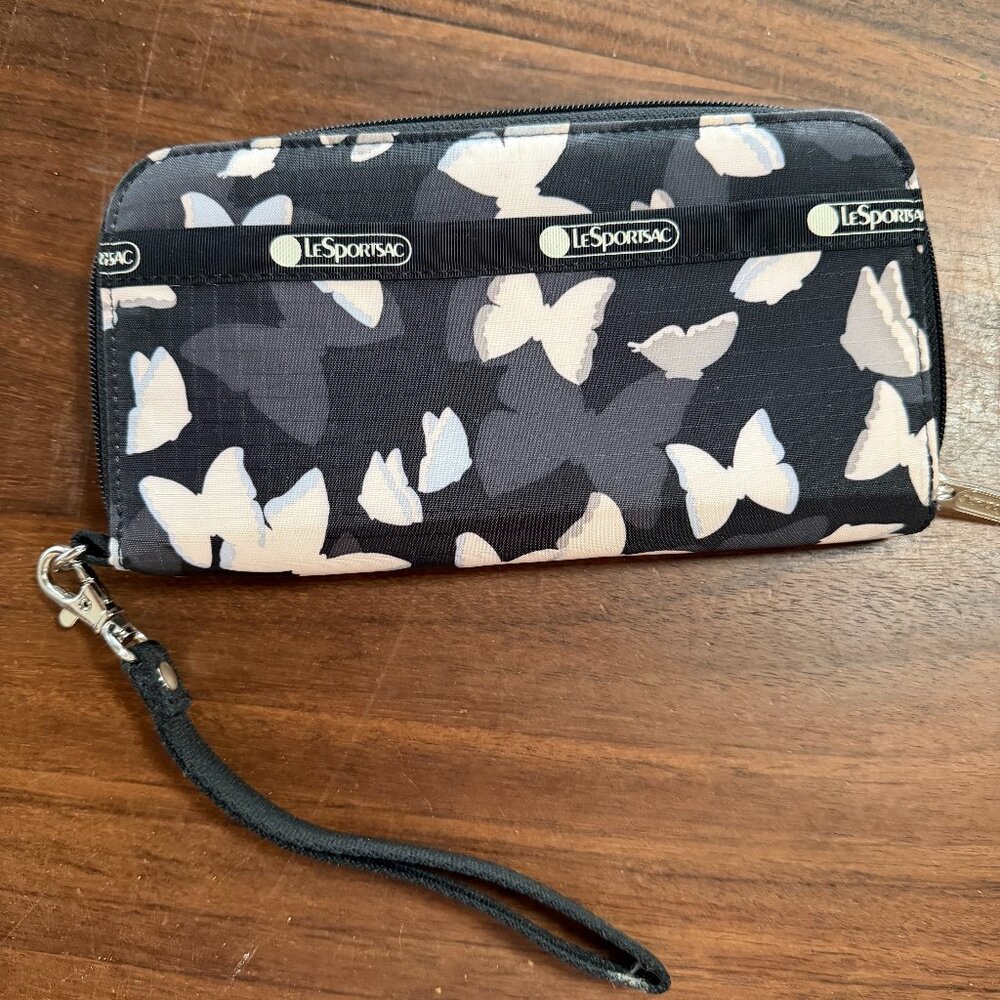 Lesportsac Nylon Wallet Wristlet Zipper - Butterfly Papillon Print